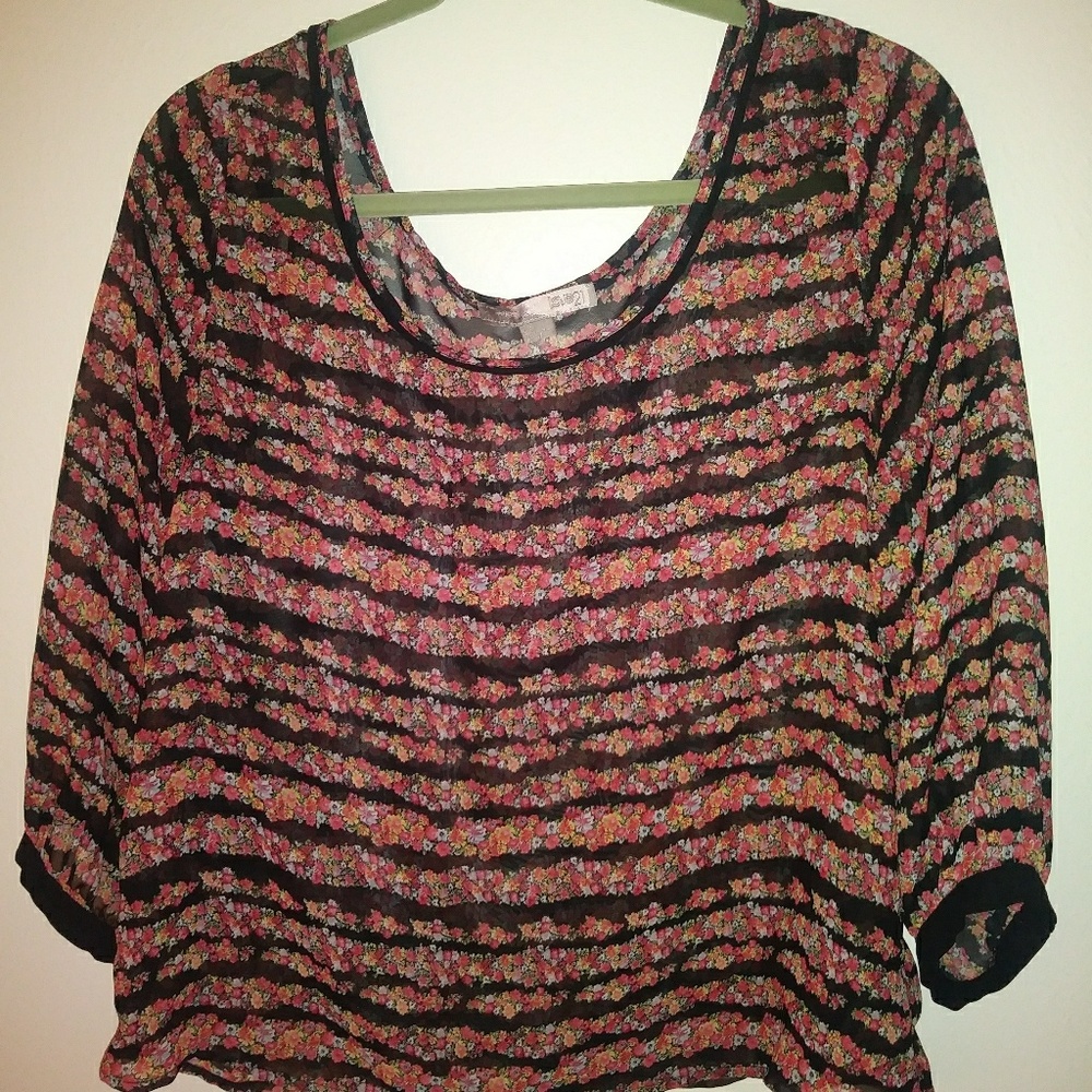 Sheer Striped Floral Top